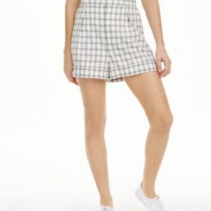 Danielle Bernstein High Waist Plaid Cuff Short Sz 14‎ MWT White Grey